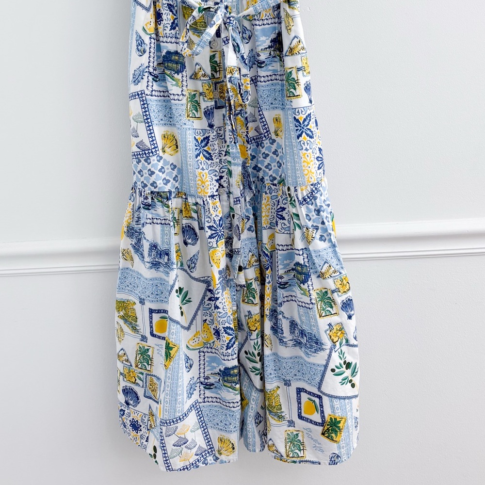 J.Crew Factory Collared Patchwork Beachy Tiered Cotton Midi Dress - Picture 5 of 8